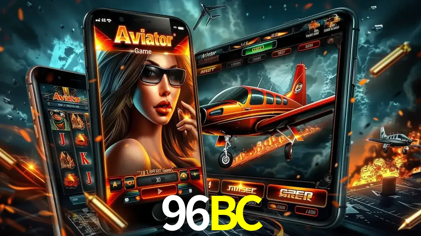 O popular jogo de apostas Aviator exibido em vários celulares e tablets, mostrando a interface emocionante e a ação de voo disponíveis para jogar agora no 96BC.