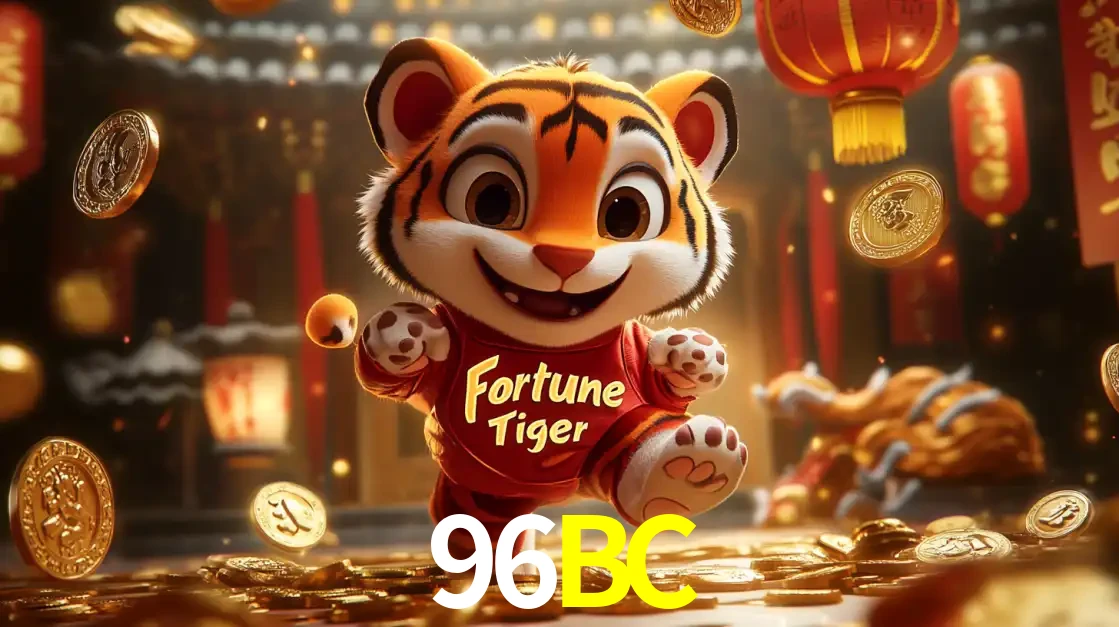 O alegre personagem do Fortune Tiger correndo sobre um caminho de moedas de ouro, simbolizando os grandes prêmios e a diversão do popular jogo de slot do 96BC.