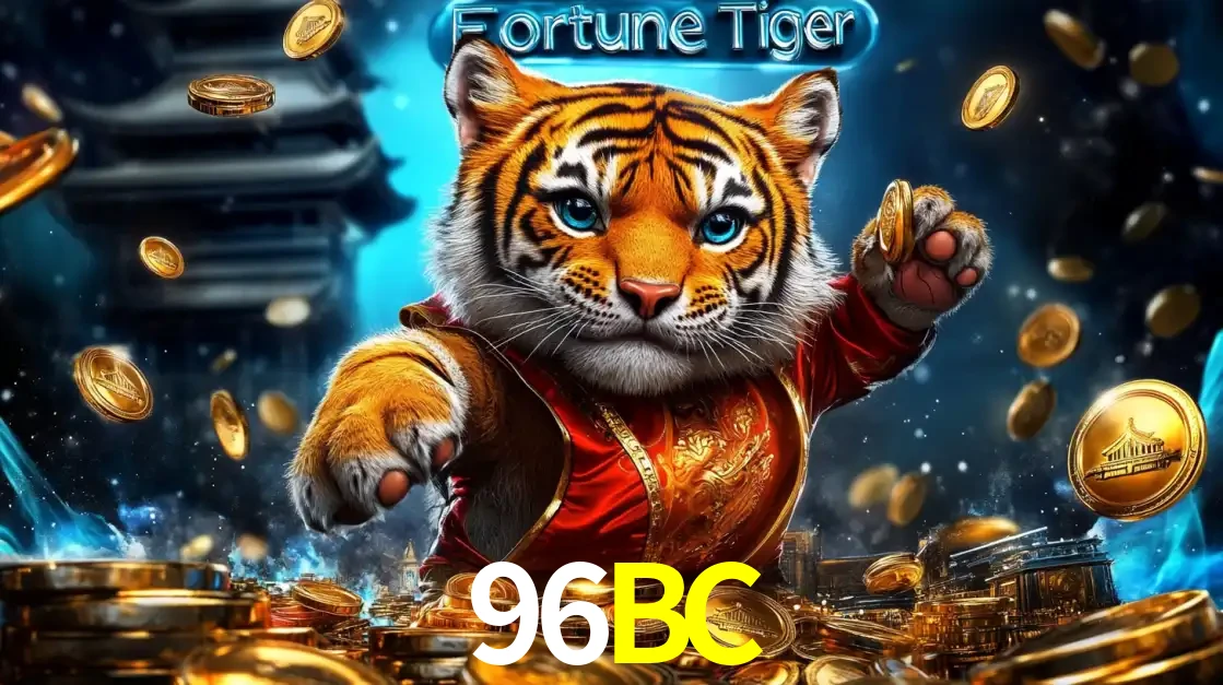 Imagem promocional do jogo de slot Fortune Tiger, com um tigre majestoso em traje tradicional cercado por uma fortuna em moedas de ouro, disponível agora no cassino 96BC.